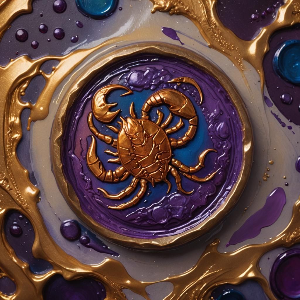 Scorpio Wax Seal: Detailed Macro Photograph