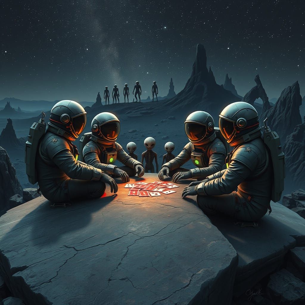 Astronauts and Aliens Engage in Intergalactic Poker on a Roc...