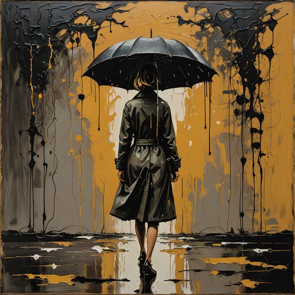 Lone Girl Under Vast, Overcast Sky