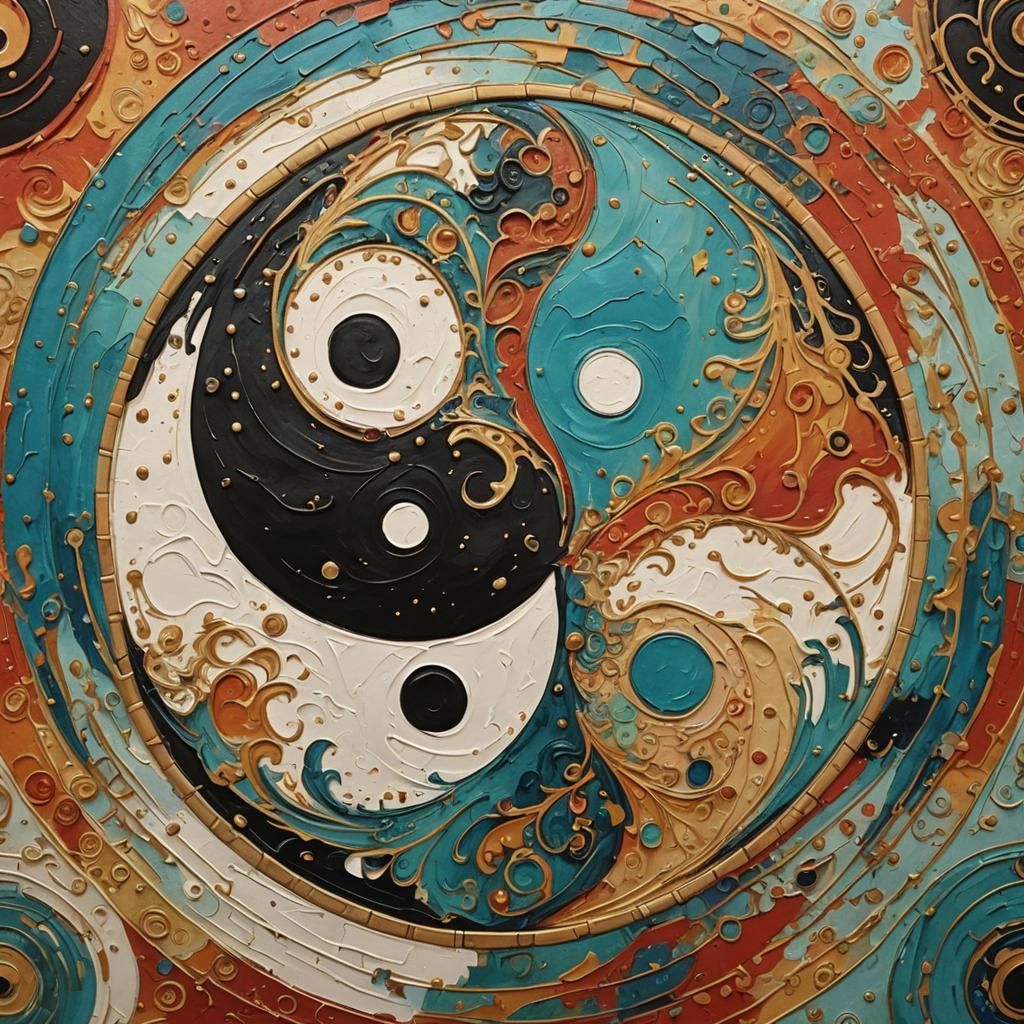 Abstract Yin Yang Art with Complementary Colors