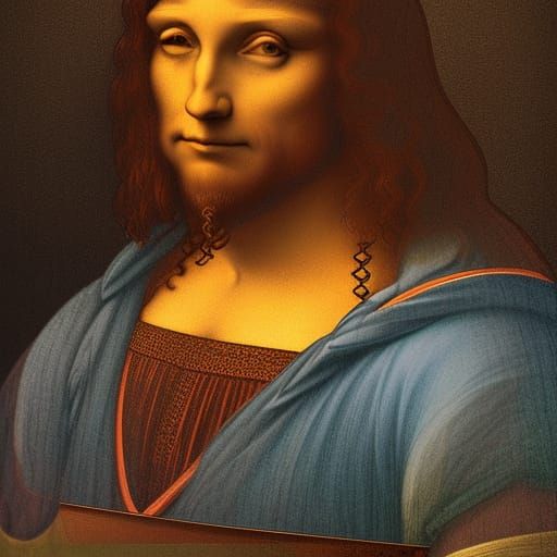 Concerned Leonardo Da Vinci in Cosmic Illustration