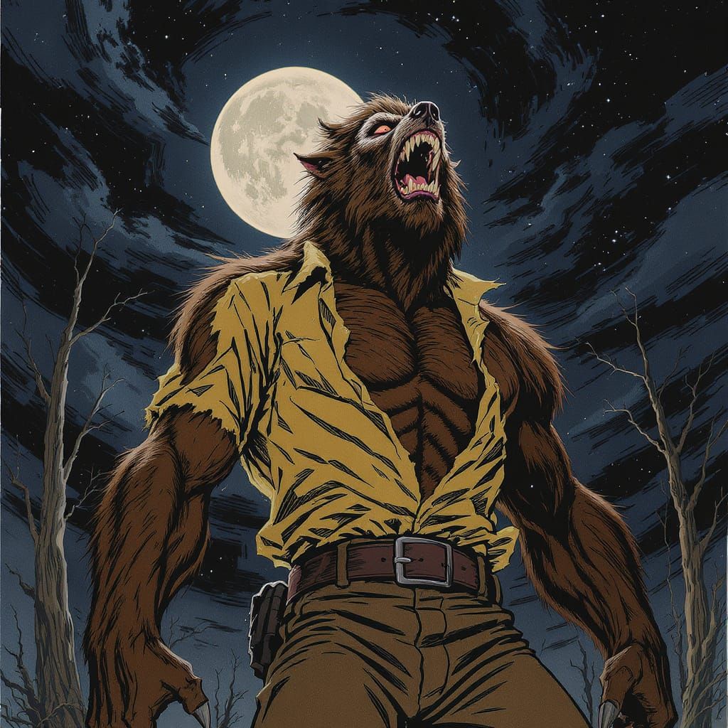 Cinematic 1941 Wolfman Howling at Moon