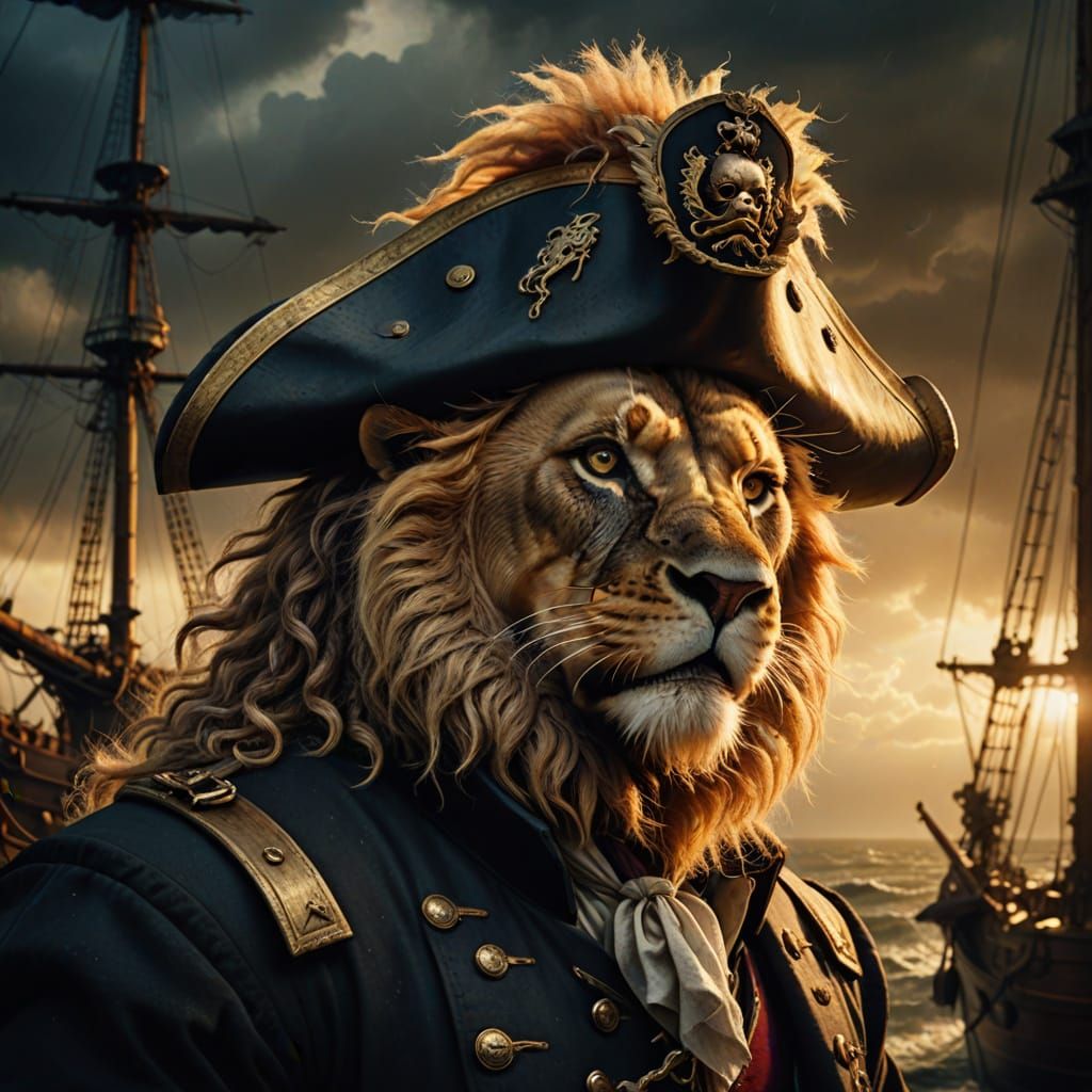 Dutch Lion Admiral on Galleon in Golden Age Style