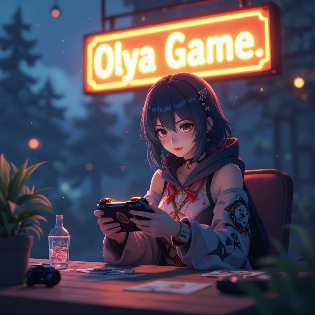 Anime Gamer Sabito with "OLYA GAME" Sign