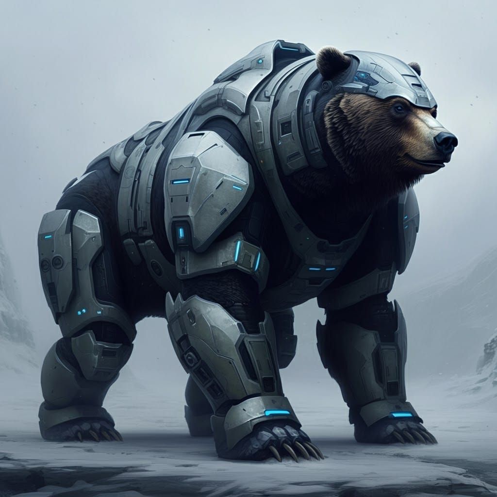 bear on all 4 legs wearing power armor mjolnir halo