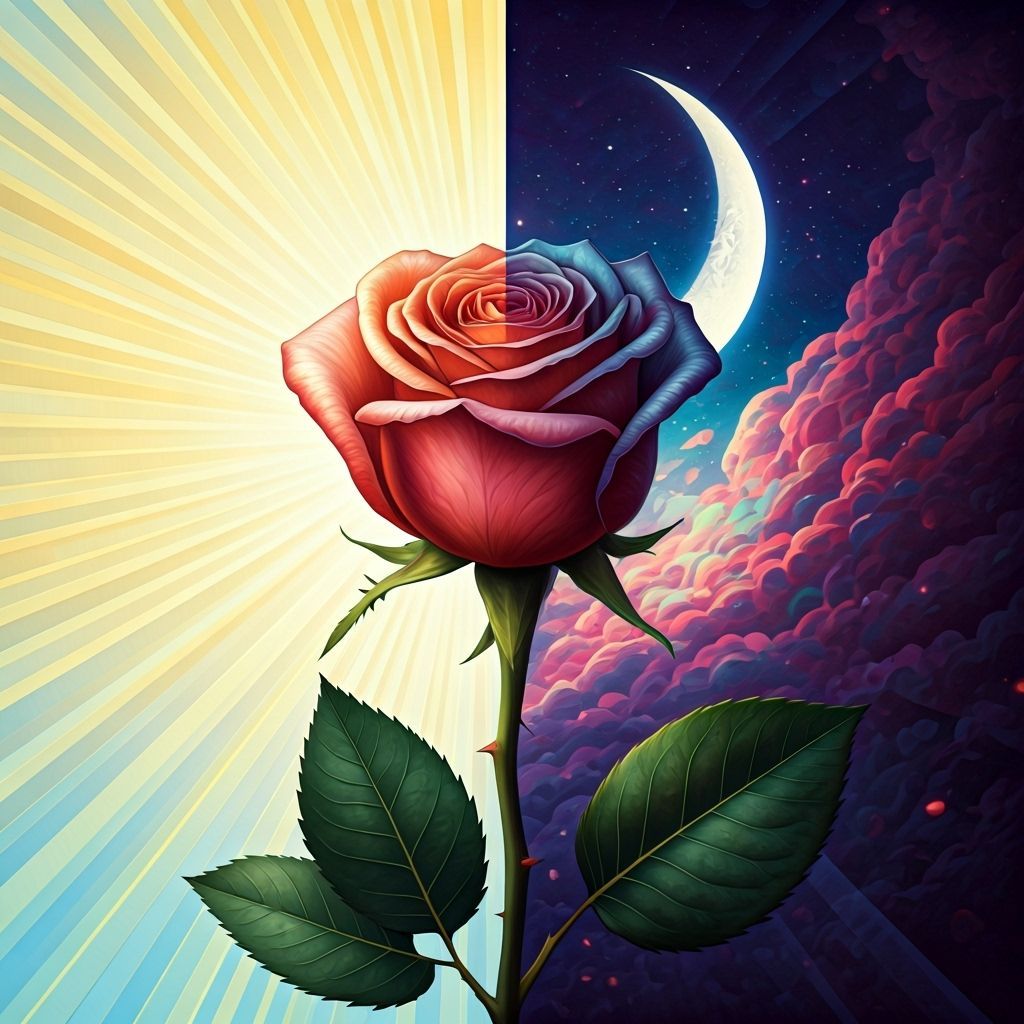 Rose in Bloom and Decay: A Paper Art Collage