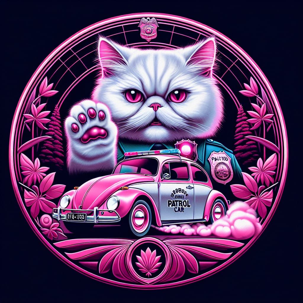 Fierce Kitten Patrol in Pop Art Deco Frame