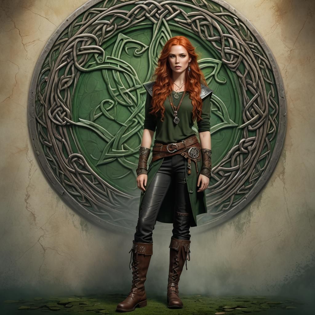 Celtic Woman with Emerald Eyes in Fantasy Art
