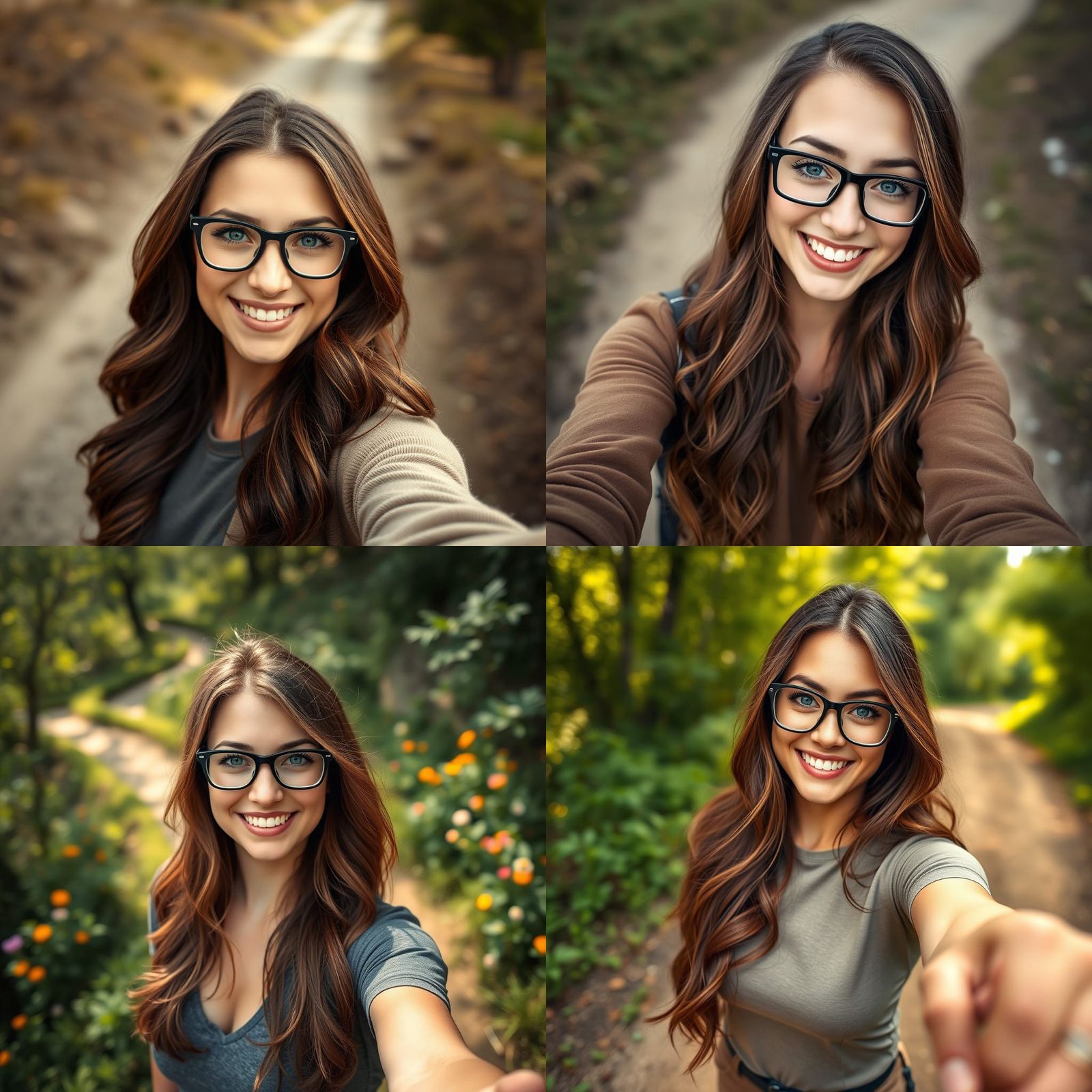 Smiling Woman with Glasses in Natural Light Photo