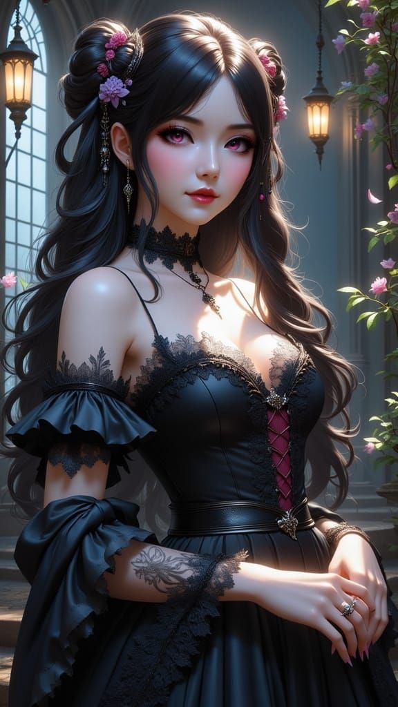 Gothic Beauty in Mystical Atmosphere