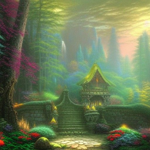 Ethereal Forest Temple in Luminist Style