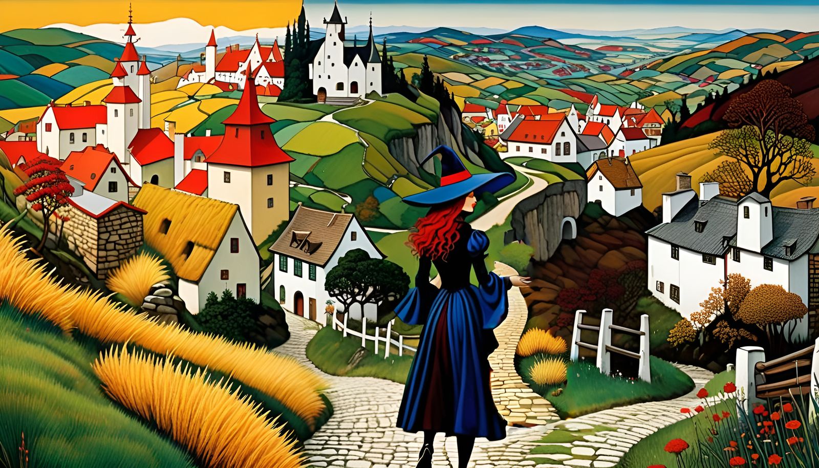 Enchanted Witch Journey Through a Hundertwasser-Inspired Lan...