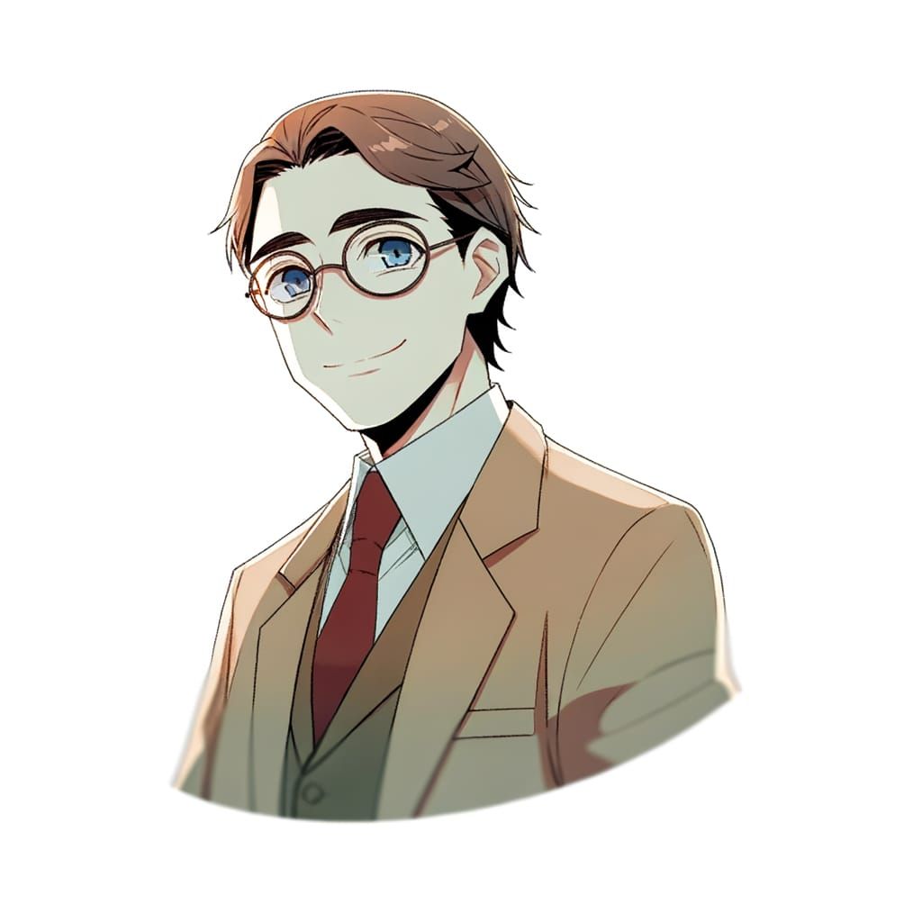 Professor in Light Brown Suit with Glasses