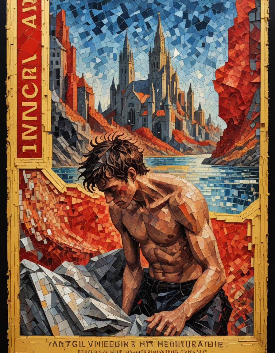 Charismatic Beggar Man with Red Underwear and Intricate Scar...