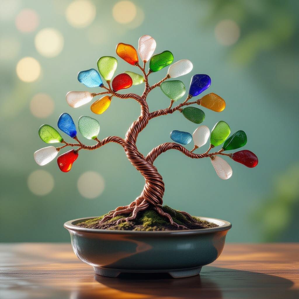 Sea Glass Bonsai Tree Art