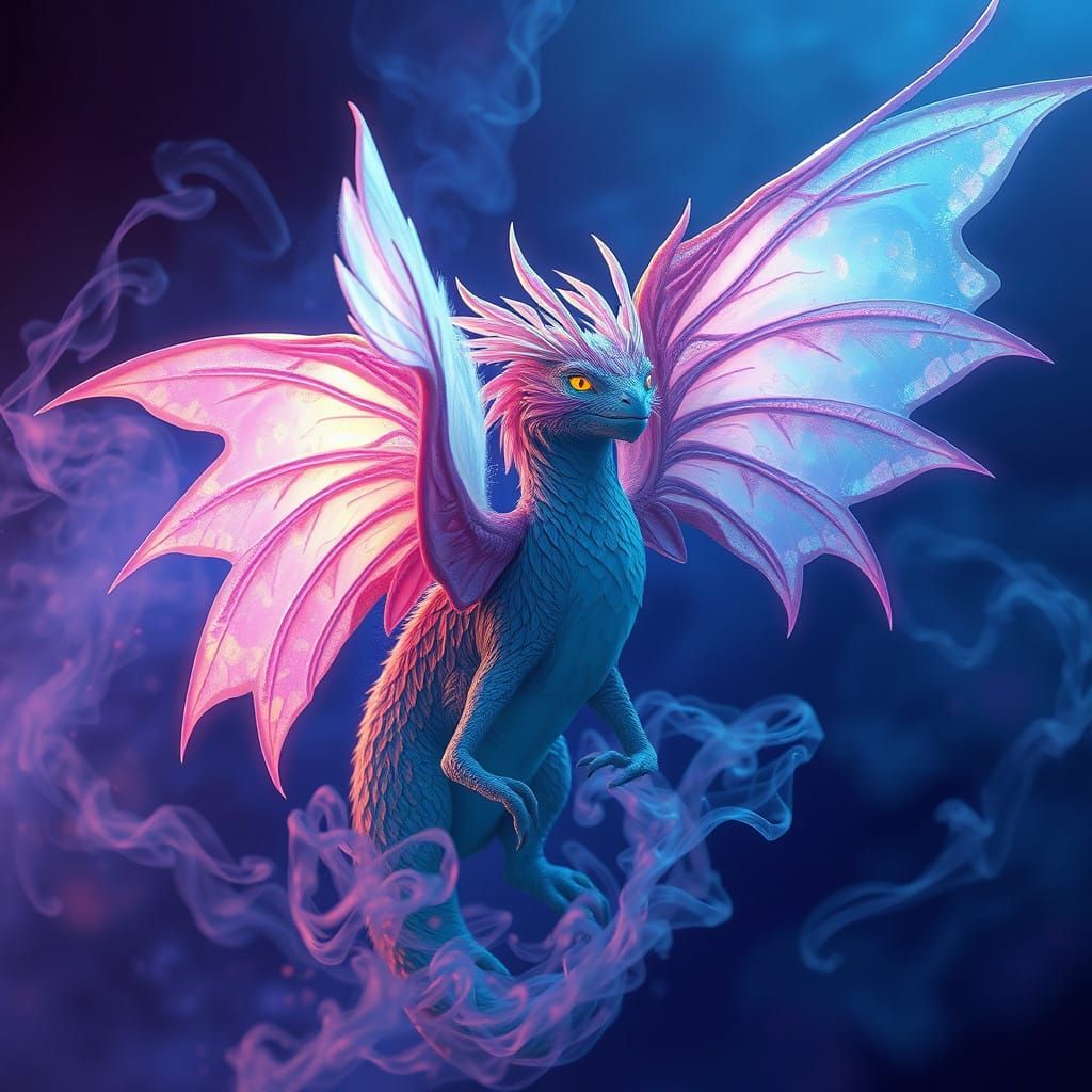 Dreamy Dragon in Vibrant, Pastel Hues