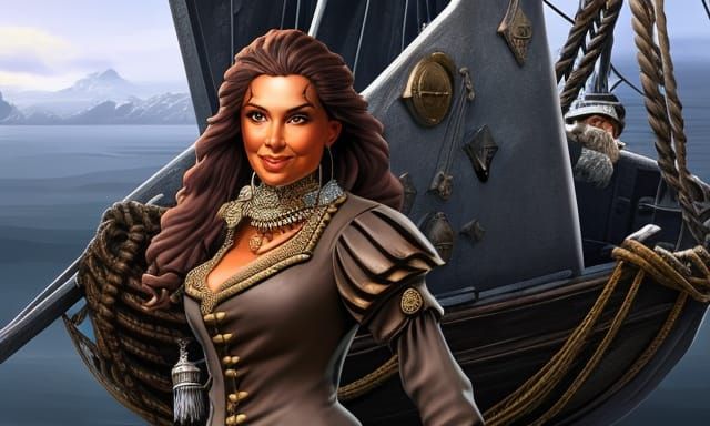 Pirate lady with her ship
