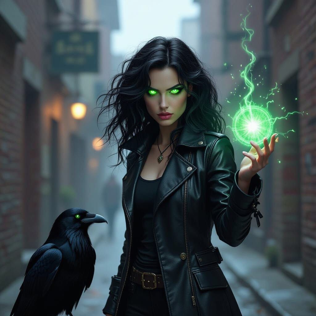 Witch Scientist Refracts Light in Dark Futurism Style