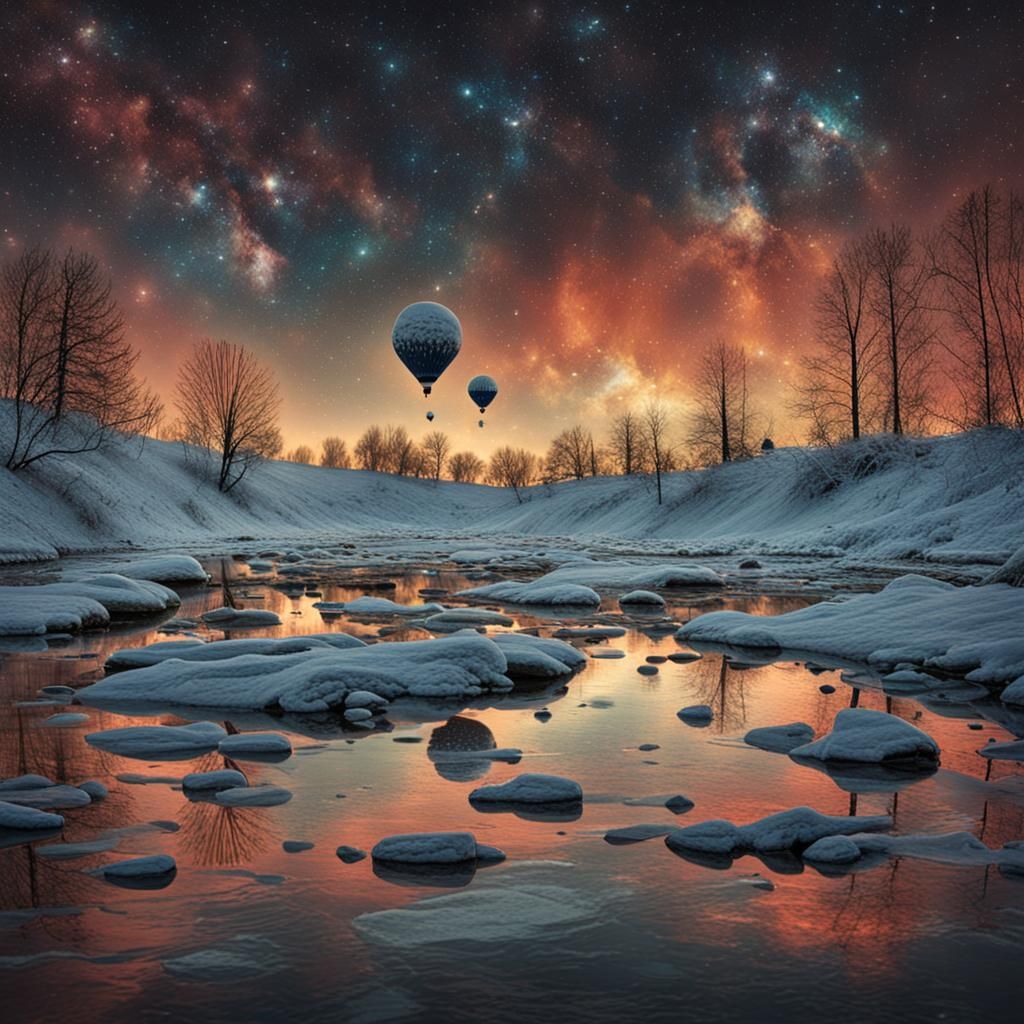 Abstract Melting Time Conceptual Art