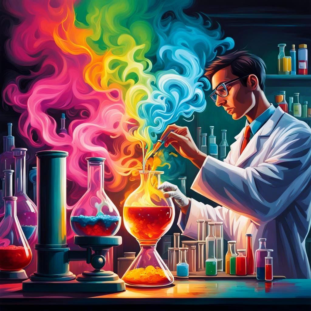 Chemist Creates Colorful Smoke: Graffiti Art Style