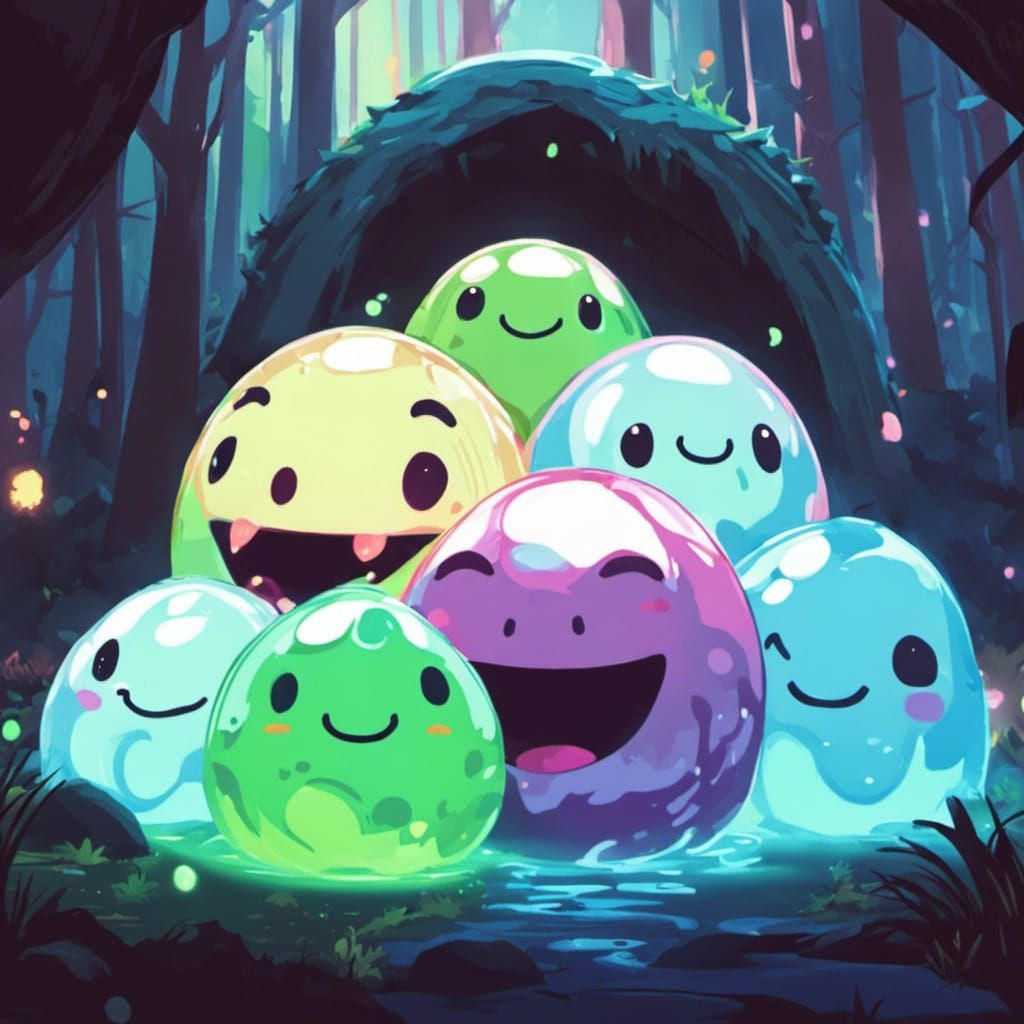 Happy Slimes in Dungeon Throne Room