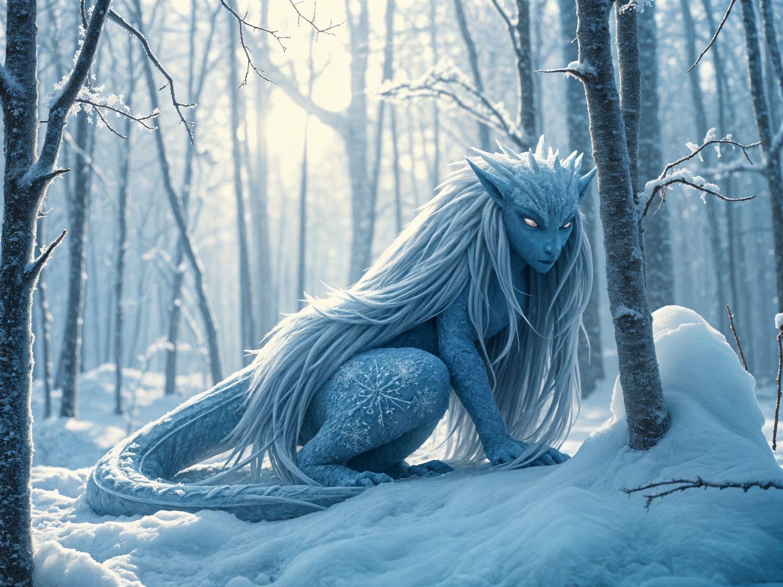 Winter Enchantress Wrapped in Frosty Snowdrifts