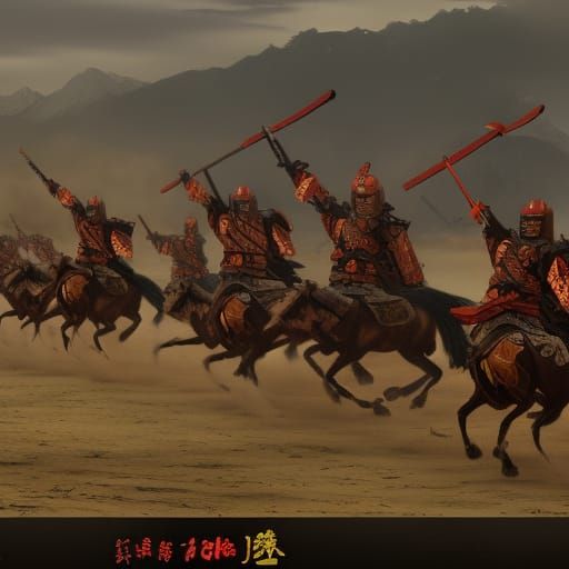 Samurai and Mongols Battle on Japanese Beach