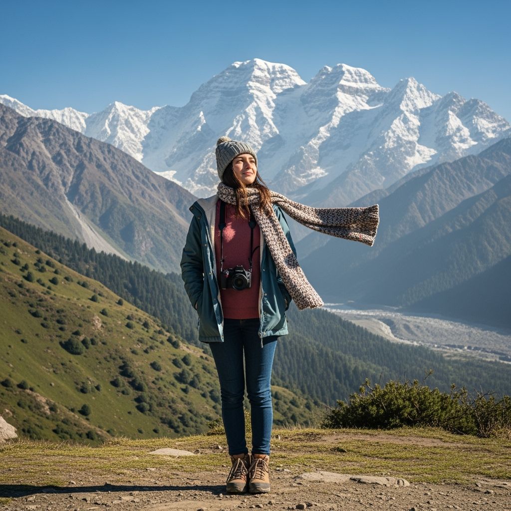 Girl Before Nanga Parbat in Style of Travel Photography