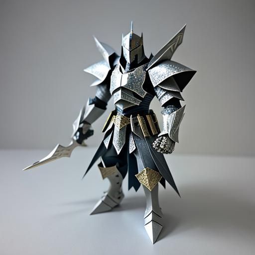 Origami Knight Papercraft in 8K Resolution