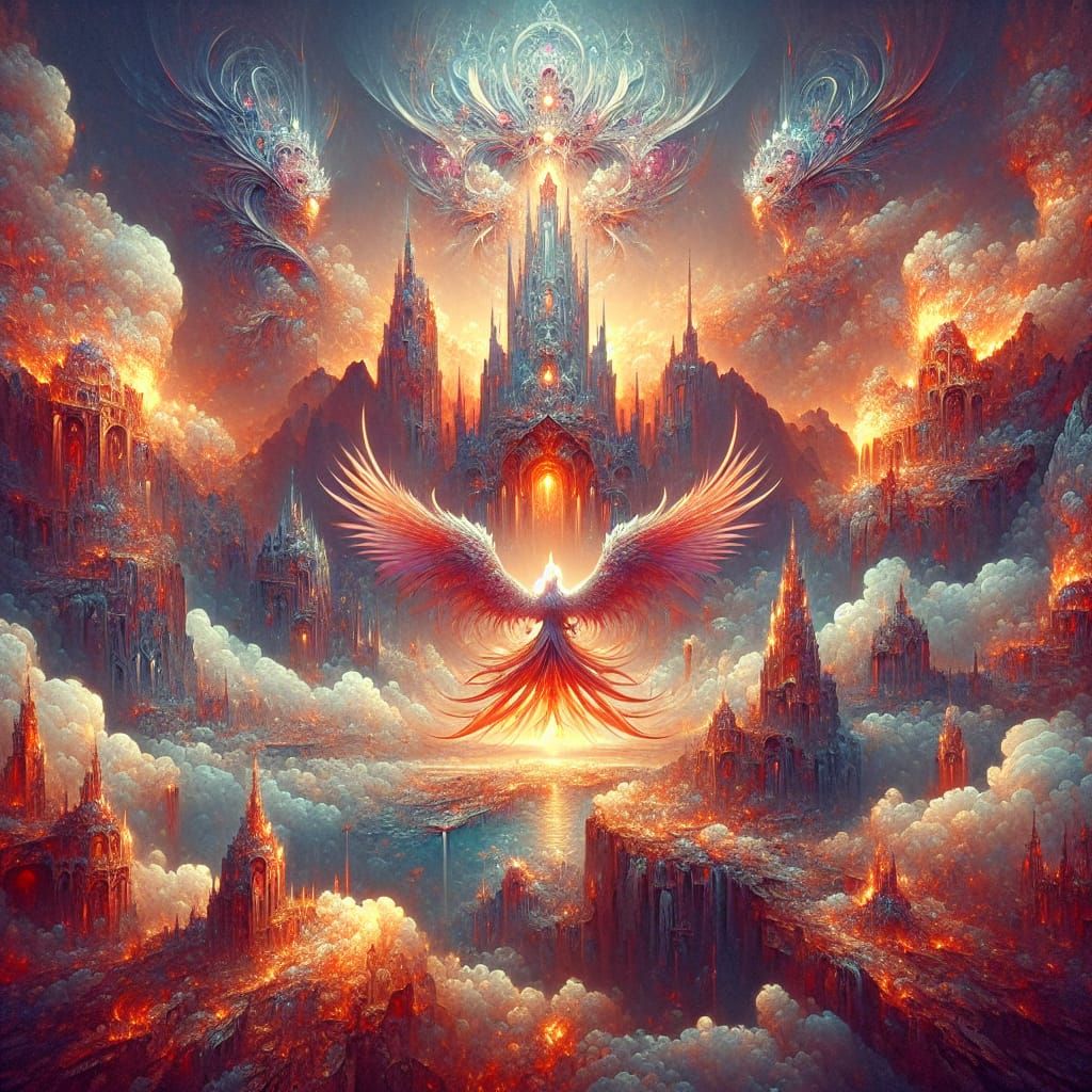 Fantastical Phoenix Concept Art in Matte Painting Style