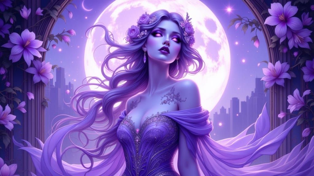 Ethereal Moon Goddess Bride in Anime Fantasy Style
