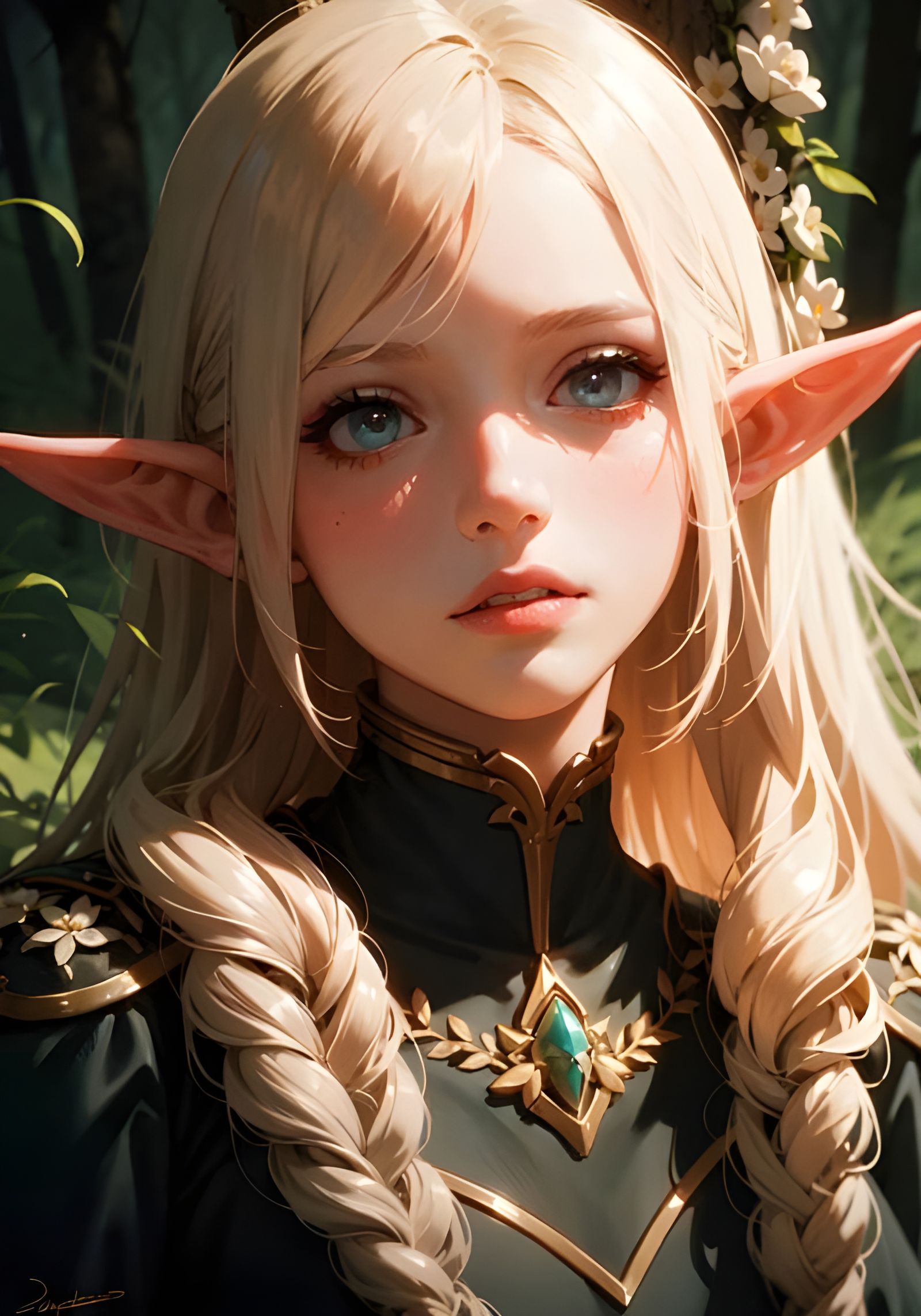 Elven Woman Portrait in Hyperdetailed Realism
