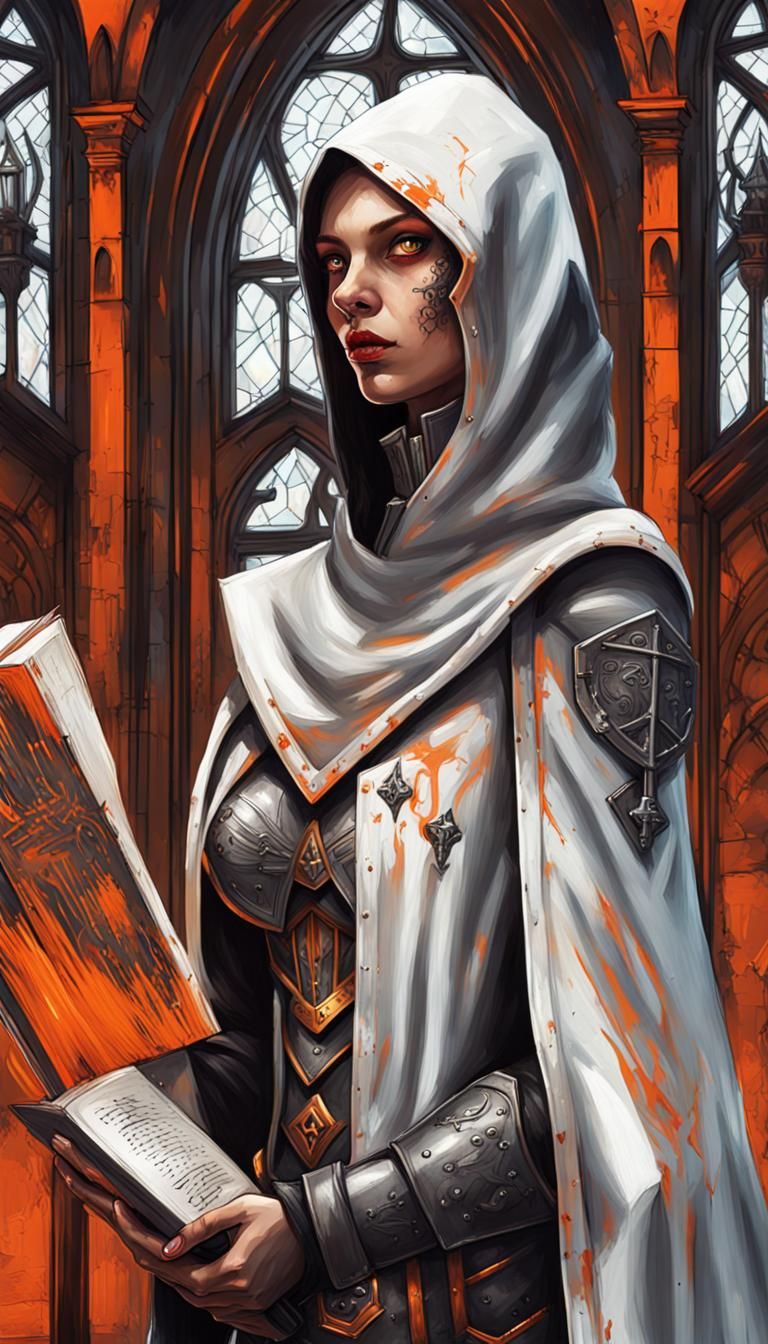 Female Paladin in Westmarch Church, Graffiti Art Style