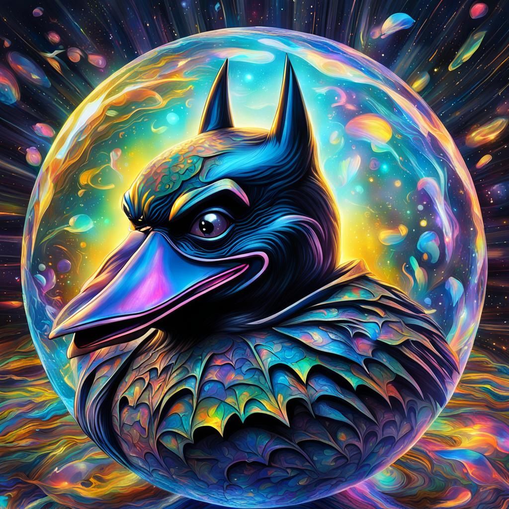 Batman Duck in Crystal Ball: Cosmic Illustration