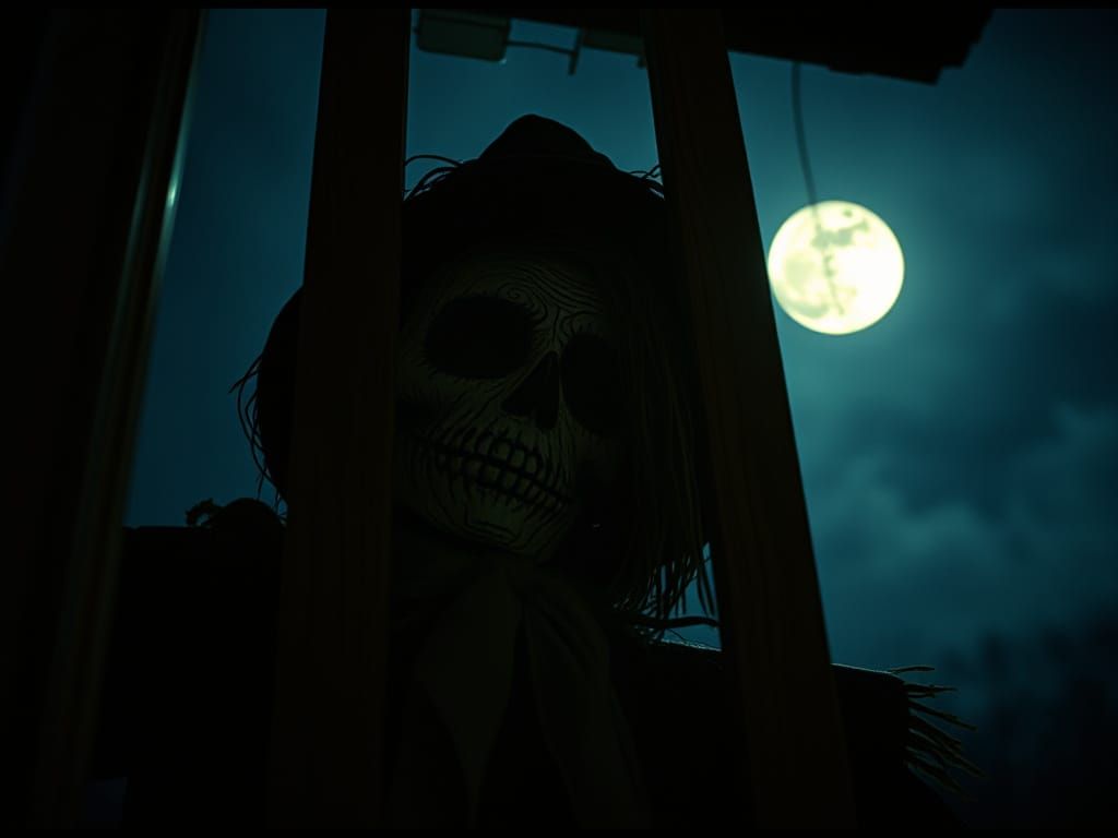 Sinister Scarecrow in Moonlit Horror Scene