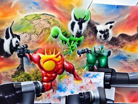 Gloop, Gleep, and Zok Defend Amzot in Marvel Style