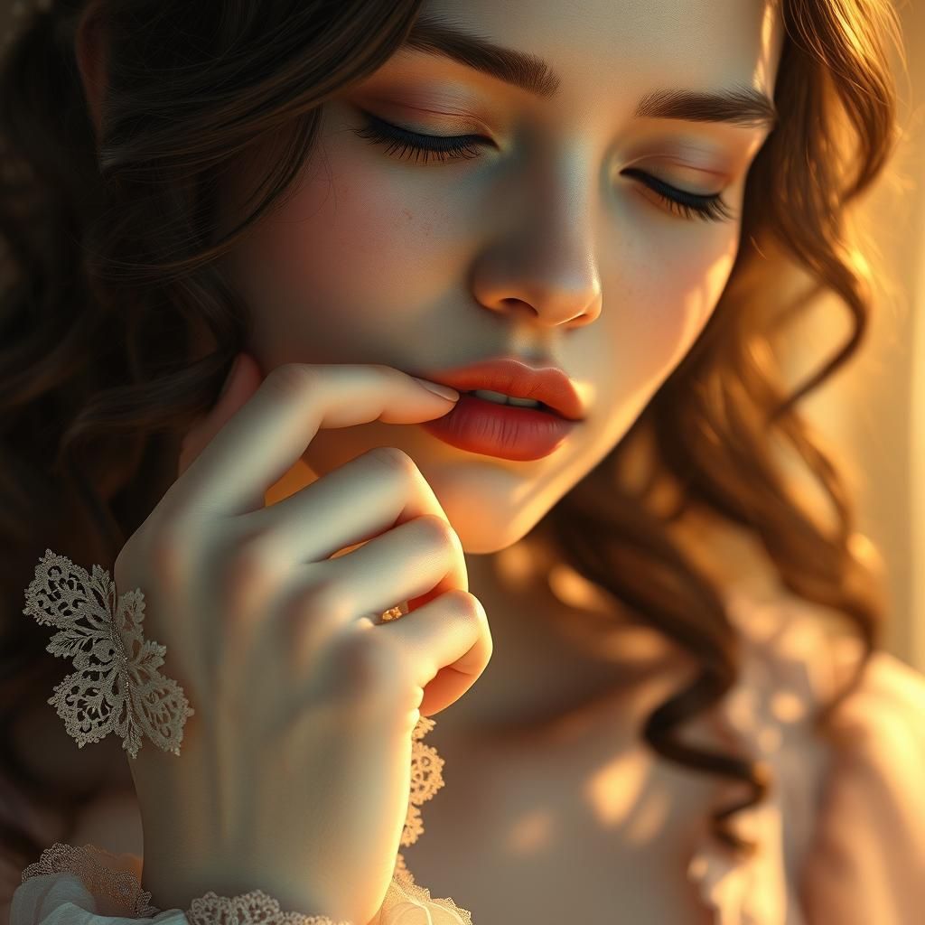 Delicate Hand Whispering in Golden Light