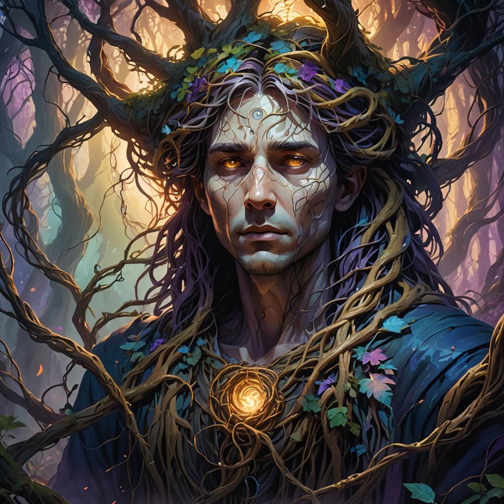 Ethereal Fantasy Portal: Desperate Figure in Mystical Forest