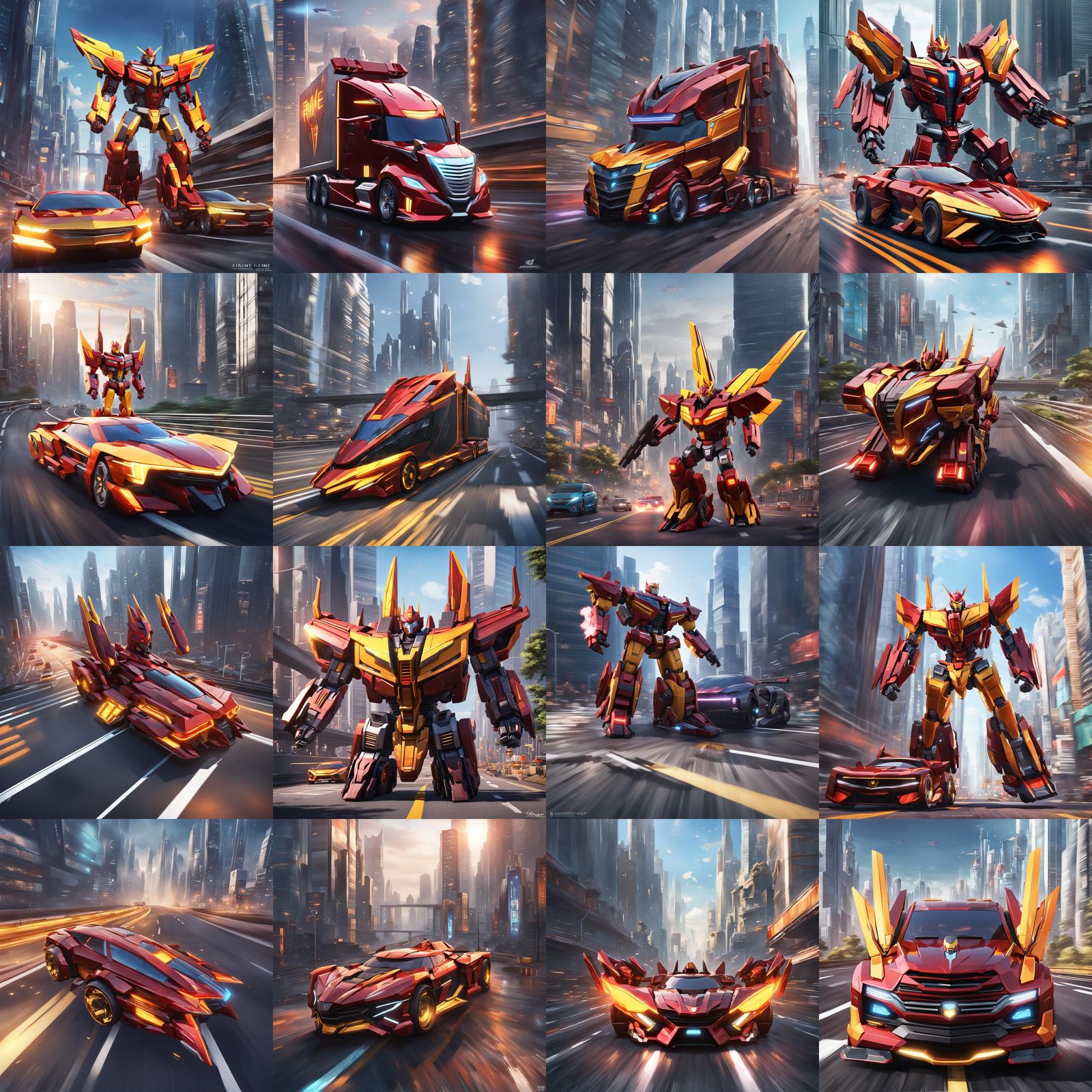 Rodimus Prime on Futuristic Highway, 3D Anime Art