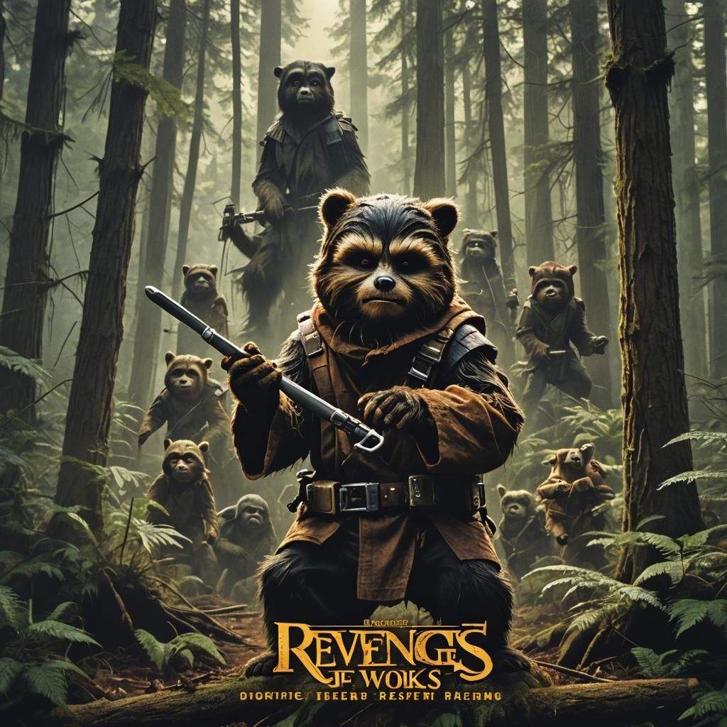 Movie poster for Revenge of the ewoks, with the words reveng...