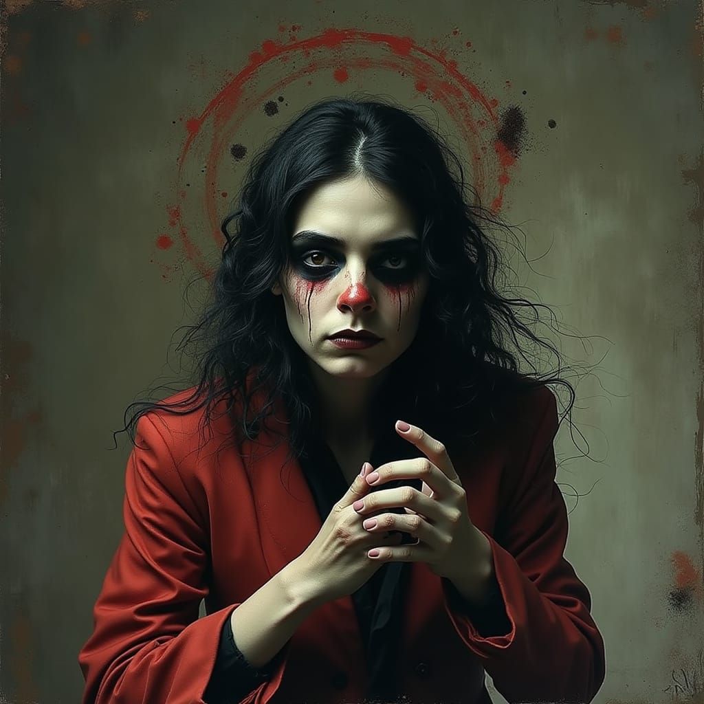 Surreal Figure Embodies Flawed Existence in Macabre Style