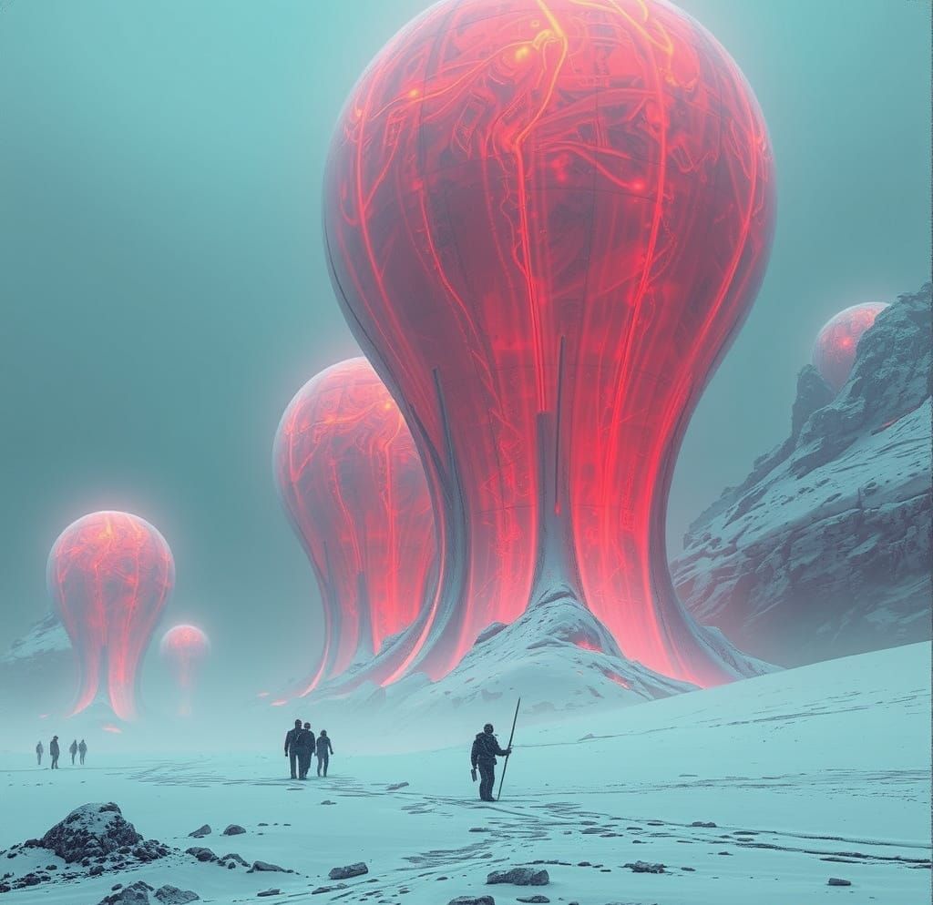 Futuristic Glowing Forms in Surreal Digital Art