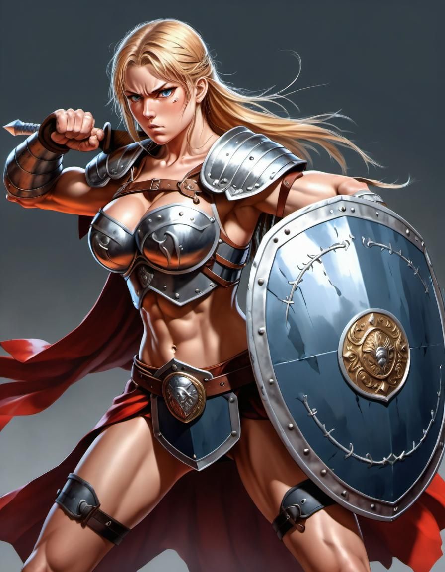 Alluring Germanic Warrior Woman in Anime Style