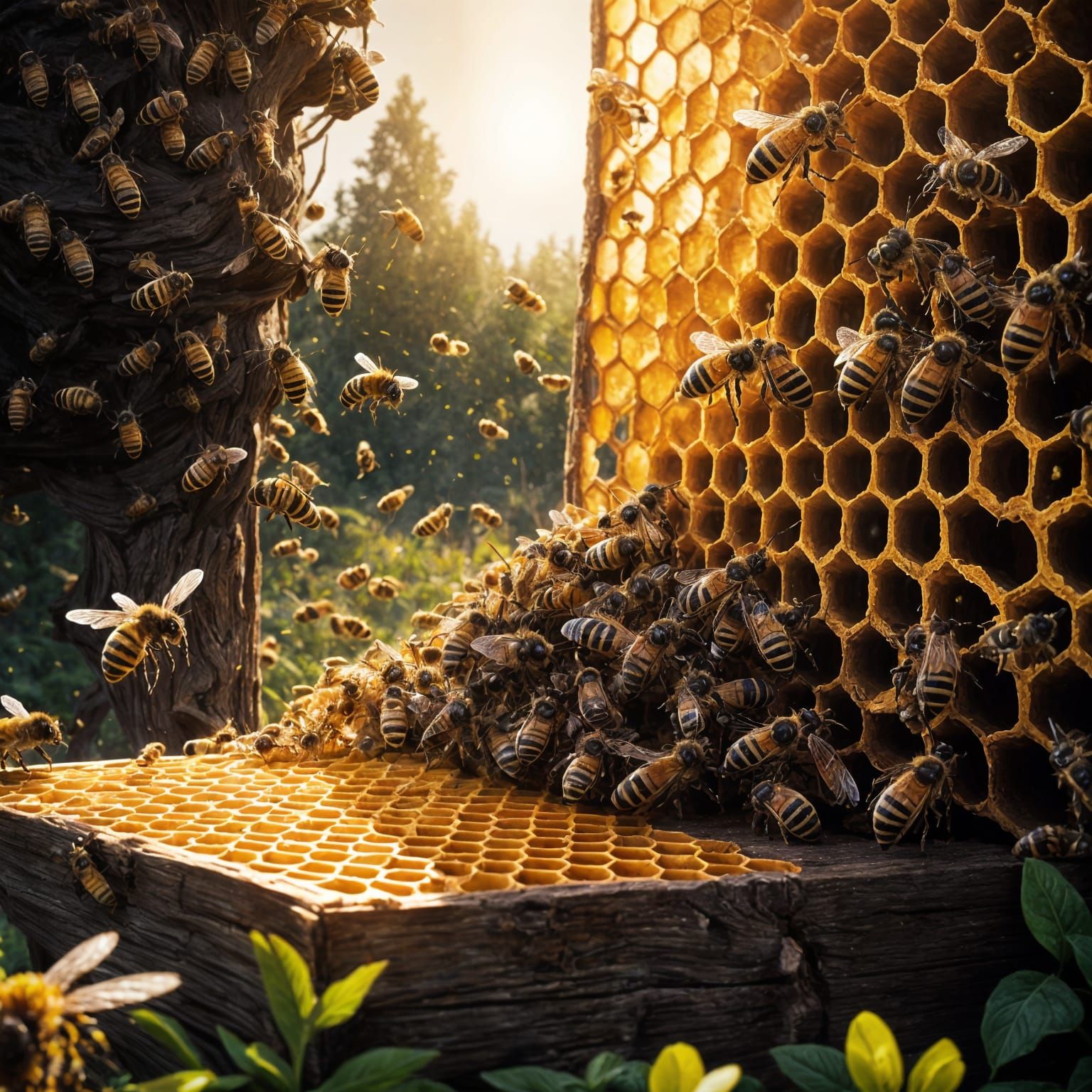 Epic Cinematic Apiary Scene in Golden Hour