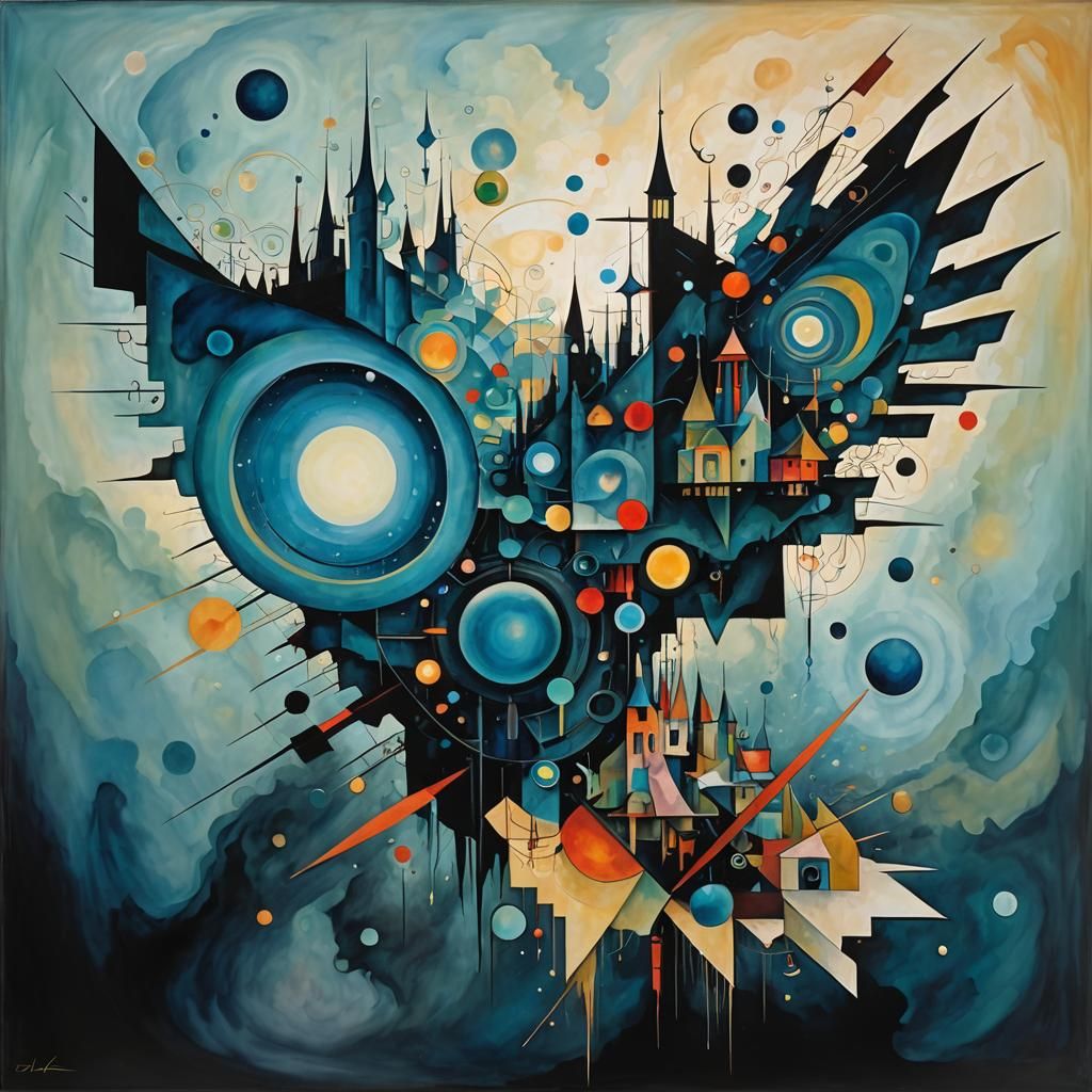 Surreal Cubist Dreamscape: Worlds Within Worlds