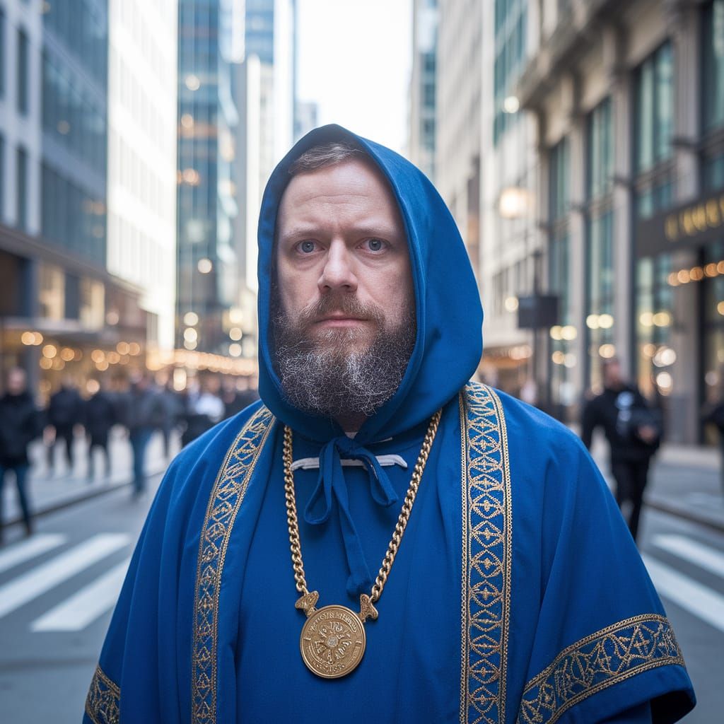 Blue Composition Following the Golden Ratio