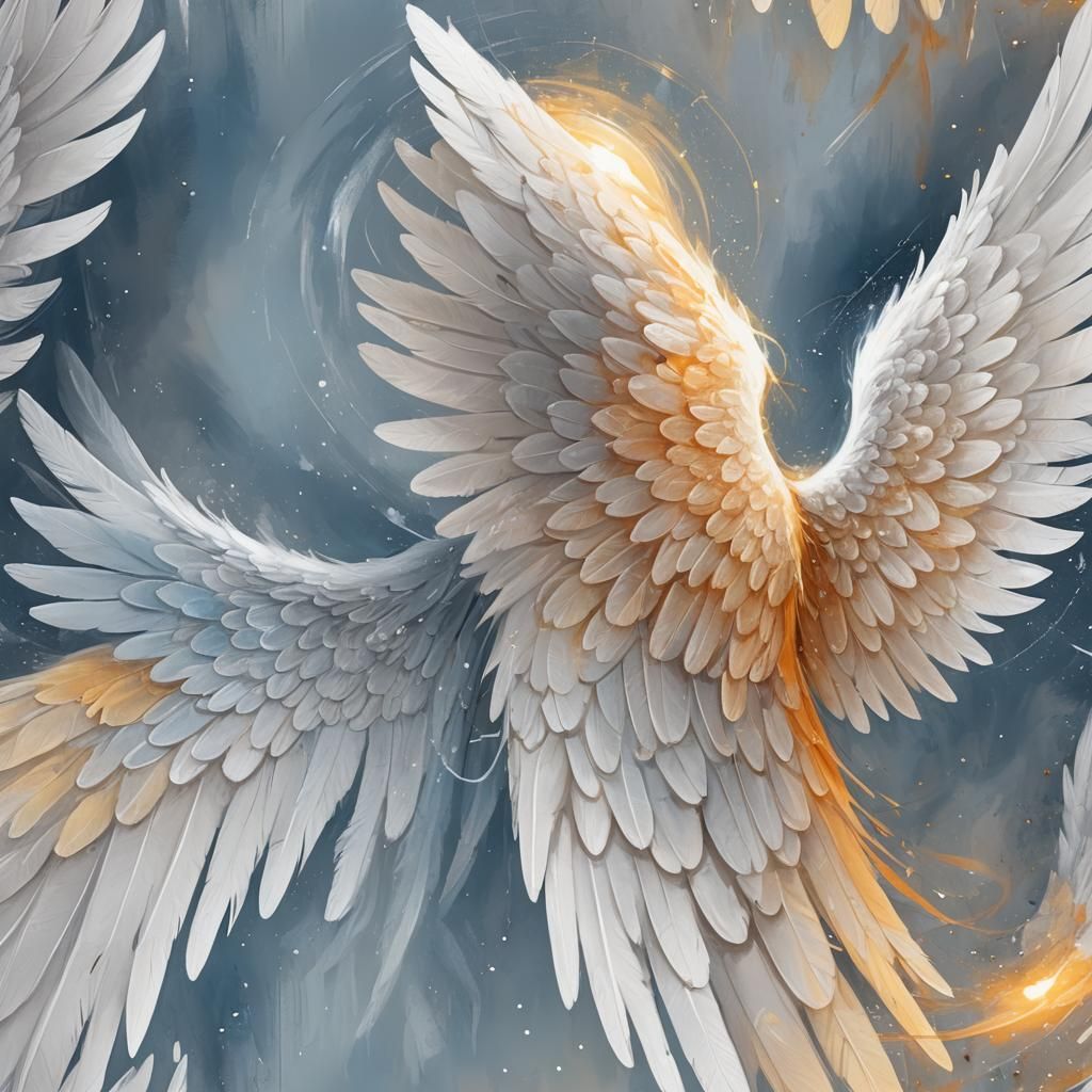 Surreal Angel Wing with Halo in Digital Painting