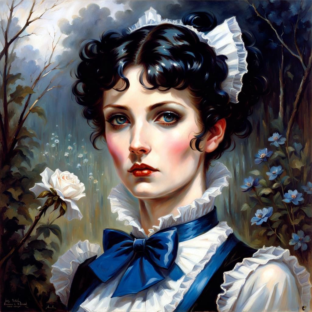 Gothic French Maid Portrait in Royo Style