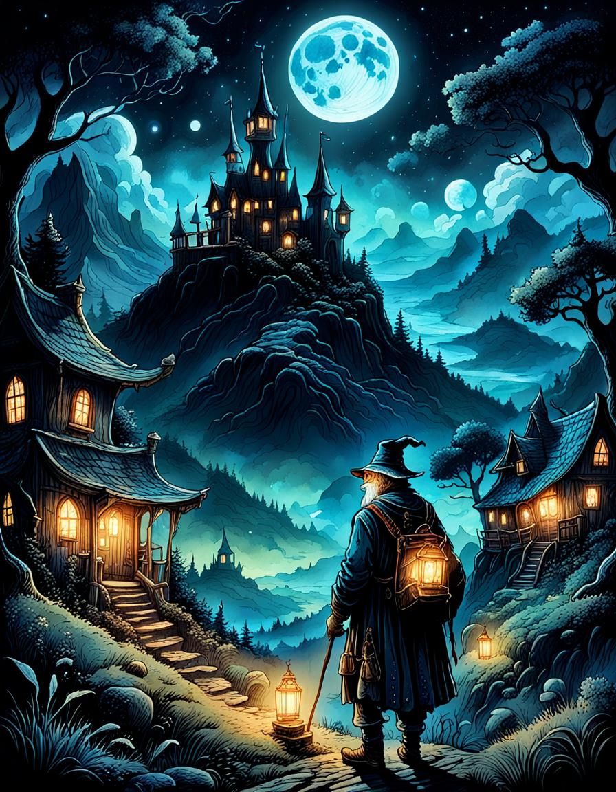 Storybook Illustration: Old walker