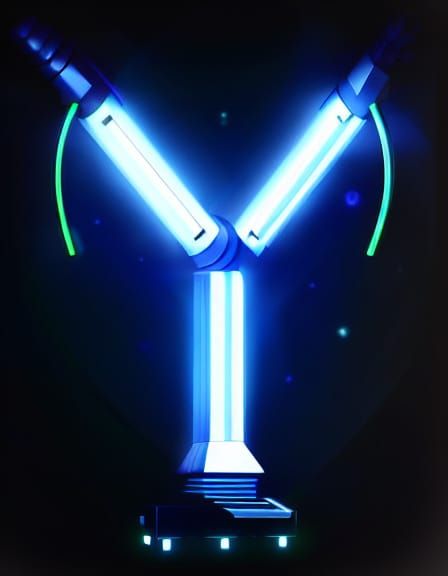 Realistic Sci-Fi Flux Capacitor with Blue Neon Lights